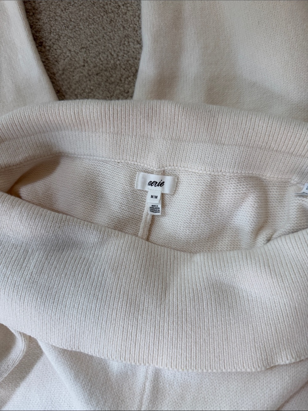 aerie Cream Knit Hoodie Set with Black Fair Isle Trim - Picture 8 of 10